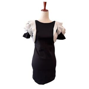 Beulah Style Women’s‎ Puff Sleeves Black/White Dress Size Small